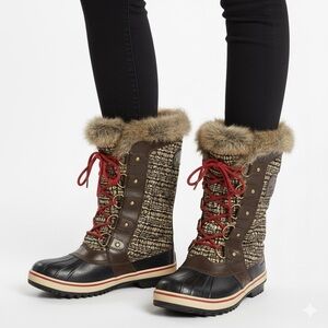 Sorel Torino II black brown snow boots 8.5